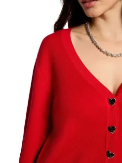 Gilet rouge uni avec une coupe droite et des manches longues