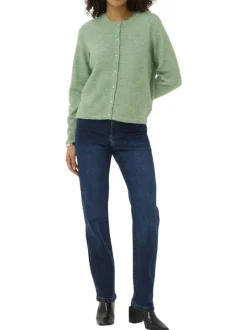 Gilet vert uni avec une coupe ajustée et des manches longues