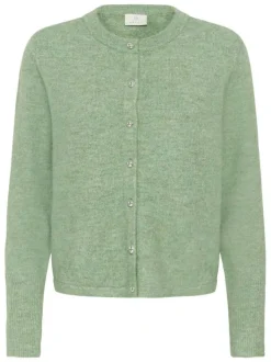 Gilet vert uni avec une coupe ajustée et des manches longues