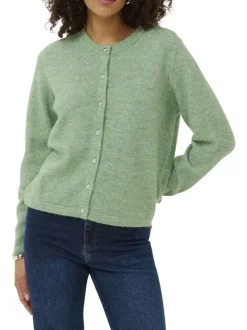 Gilet vert uni avec une coupe ajustée et des manches longues
