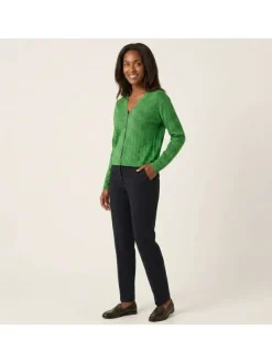 Gilet vert uni avec une coupe droite et des manches longues