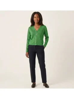 Gilet vert uni avec une coupe droite et des manches longues