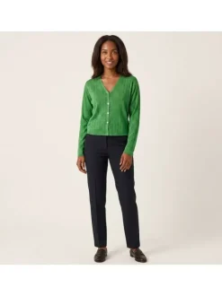 Gilet vert uni avec une coupe droite et des manches longues
