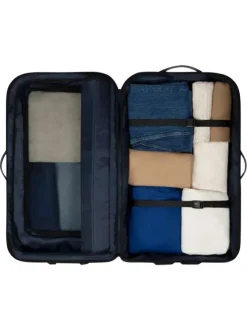 Grande valise à roulettes L kaki unie à code et à détails noirs