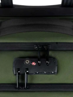 Grande valise à roulettes L kaki unie à code et à détails noirs