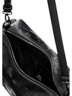 Grand sac porté épaule noir à motifs Mickey embossés et avec un porte-clés