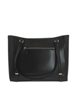 Grand sac porté épaule noir uni lisse avec deux grandes anses