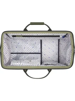 Grand sac weekender kaki uni 2en1 avec une pochette zippée réversible