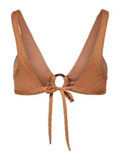 Haut de maillot de bain camel texturé à nouer