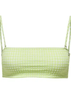 Haut de maillot de bain en bandeau vert pastel vichy