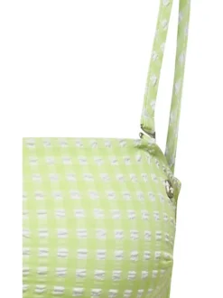 Haut de maillot de bain en bandeau vert pastel vichy
