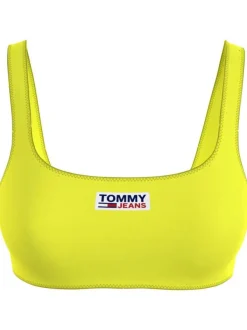 Haut de maillot de bain jaune avec patch sur la poitrine