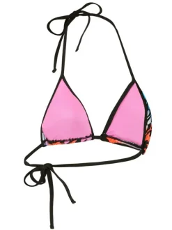 Haut de maillot de bain multicolore fantaisie avec des liens à nouer au niveau de la nuque et du dos