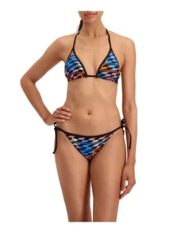 Haut de maillot de bain multicolore fantaisie avec des liens à nouer au niveau de la nuque et du dos