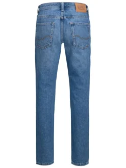 Jean 5 poches CLARK bleu coupe regular fit avec surpiqûres tabac et fermeture zippée et boutonnée