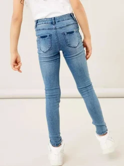 Jean bleu effet délavé à 4 poches coupe slim