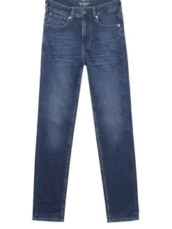 Jean bleu en coton avec une coupe skinny et étiquette d'authentification