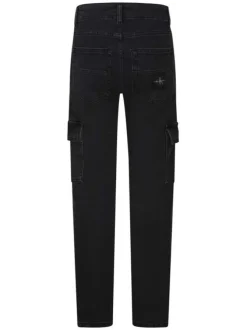Jean en coton anthracite uni avec une coupe droite et des poches