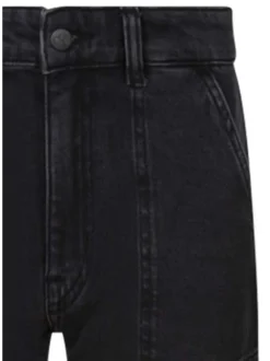 Jean en coton anthracite uni avec une coupe droite et des poches