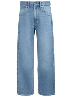 Jean en coton bleu coupe wide leg pourvu de multiples poches