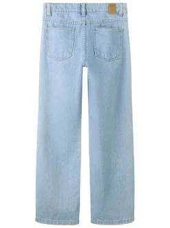 Jean en coton bleu uni pourvu de multiples poches et d'une coupe droite