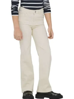 Jean en coton écru uni avec une coupe droite et une taille intermédiaire