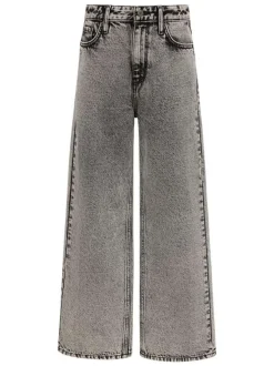 Jean en coton gris coupe wide leg pourvu de multiples poches