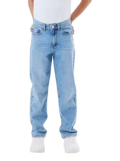 Jean en coton mélangé bleu uni avec une coupe regular fit et 3 poches avants