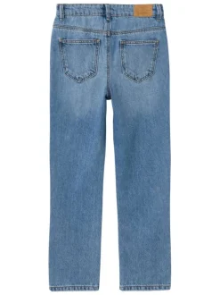 Jean en coton mélangé bleu uni avec une coupe regular fit et 3 poches avants