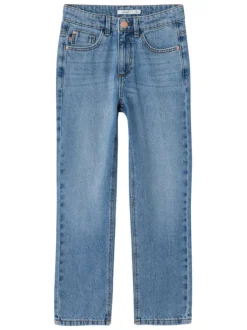 Jean en coton mélangé bleu uni avec une coupe regular fit et 3 poches avants