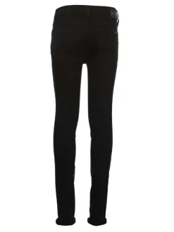 Jean en coton noir uni à coupe skinny et fermeture zippée boutonnée