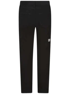 Jean en coton noir uni coupe slim avec des poches façon cargo