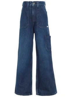 Jean en coton nuit uni avec une coupe bootcut et poches plaquées à l'avant