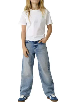 Jean en coton stone uni à fermeture zippée et bouton avec effet usé