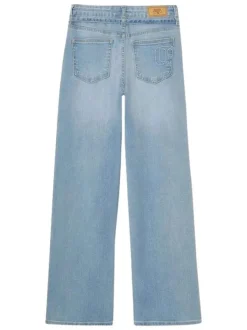 Jean en coton stone uni avec une coupe haute et un patch d'authenticité