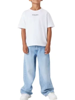 Jean en coton stone uni pourvu d'une coupe large et de multiples poches