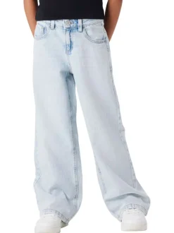 Jean en coton stone uni pourvu d'une coupe droite et d'une taille ajustable