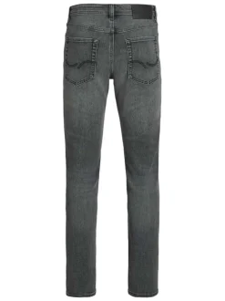 Jean Glenn en coton anthracite avec une coupe slim et des passants pour ceinture