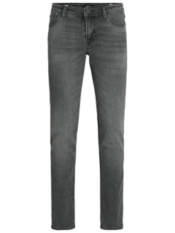 Jean Glenn en coton anthracite avec une coupe slim et des passants pour ceinture