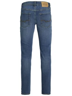 Jean glenn en coton bleu avec une coupe slim et des passants pour ceinture