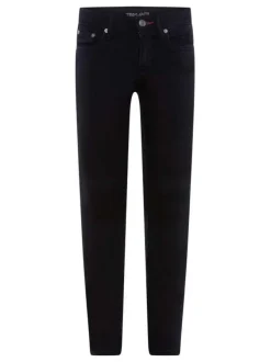 Jean noir en coton uni à style 5 poches avec une coupe skinny