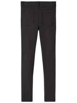 Jean skinny Polly 5 poches en tissu fin noir effet satiné à taille ajustable par crochet