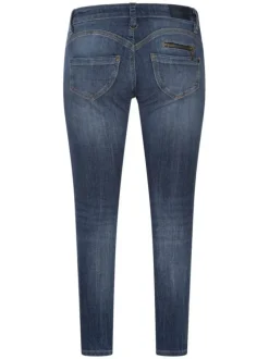 Jean Alexa Cropped en coton mélangé bleu effet délavé avec une coupe slim