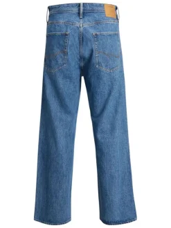 Jean Alex bleu avec une coupe droite et des passants pour ceinture