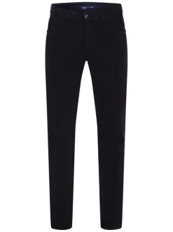 Jean anthracite en coton mélangé uni coupe ajustée