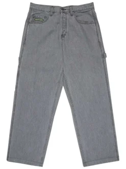 Jean baggy denim carpenter pant en coton gris uni avec une coupe bootcut