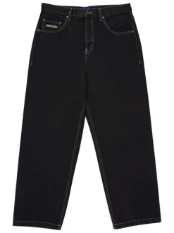 Jean Baggy Denim Pant en coton noir uni avec une coupe bootcut