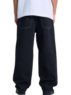 Jean Baggy Denim Pant en coton noir uni avec une coupe bootcut