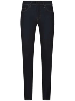 Jean 724 bleu brut uni avec une coupe slim et une taille haute