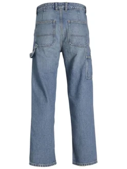 Jean bleu effet délavé avec une coupe regular fit et une taille haute